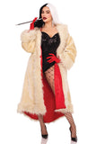 Villainess Costume Coat – Satin-Lined Faux Fur Coat with Dramatic Tail Shawl Collar