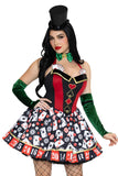 Lady Luck Costume for Women, 3-Piece Y2K Casino Halloween Costume with Playing Card Dress, Dollar Sign Bow Tie & Velvet Gloves
