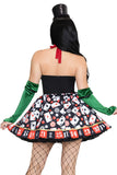 Lady Luck Costume for Women, 3-Piece Y2K Casino Halloween Costume with Playing Card Dress, Dollar Sign Bow Tie & Velvet Gloves
