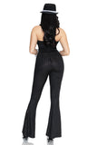 Mob Boss Babe Costume for Women, 3-Piece Gangster Halloween Costume with Pinstripe Jumpsuit, Dollar Sign Tie & Wrist Cuffs