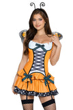 Butterfly Babe Costume for Women, 3-Piece Y2K Butterfly Halloween Costume with Garter Mini Dress, Wings & Antennae Headband