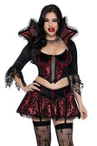 Love Bite Vampire Costume for Women, 2-Piece Halloween Costume with Lace-Trimmed Top & Garter Skirt