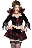 Love Bite Vampire Costume for Women, 2-Piece Halloween Costume with Lace-Trimmed Top & Garter Skirt