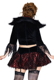 Love Bite Vampire Costume for Women, 2-Piece Halloween Costume with Lace-Trimmed Top & Garter Skirt