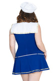 Sailor Sweetie Costume for Women, 3-Piece Y2K Sailor Halloween Costume with Blue Pleated Mini Dress, Rope Belt & Sailor Hat