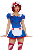 Darling Rag Doll Costume for Women, 2-Piece Y2K Halloween Costume with Polka Dot Mini Dress, Petticoat & Matching Bonnet