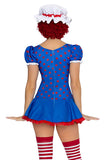 Darling Rag Doll Costume for Women, 2-Piece Y2K Halloween Costume with Polka Dot Mini Dress, Petticoat & Matching Bonnet