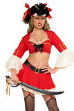Sexy Wench Costume for Women, 5-Piece Y2K Pirate Halloween Costume with Bra Top, Garter Skirt, Cropped Jacket, Head Scarf & Belt