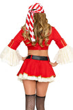 Sexy Wench Costume for Women, 5-Piece Y2K Pirate Halloween Costume with Bra Top, Garter Skirt, Cropped Jacket, Head Scarf & Belt