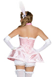 Madame Marie Costume for Women, 4-Piece Marie Antoinette Halloween Costume with Rococo Corset Dress, Bloomer Shorts, Choker & Feather Headpiece