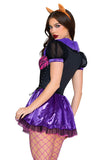 Clawed Cutie Costume for Women, 3-Piece Y2K Monster Halloween Costume with Zebra Print Bodice, Metallic Mini Skirt, Choker & Animal Ear Headband