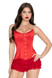 Steel Boned Satin Corset for Women, Satin Waist-Cinching Corset with Front Busk Closure & Adjustable Lace-Up Back