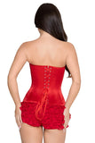 Steel Boned Satin Corset for Women, Satin Waist-Cinching Corset with Front Busk Closure & Adjustable Lace-Up Back