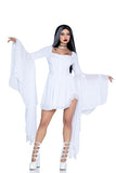 rankie's Bride Costume for Women, 1-Piece Gothic Halloween Costume with Corset-Style Mini Dress, Lace-Up Back & Dramatic Chiffon Sleeves
