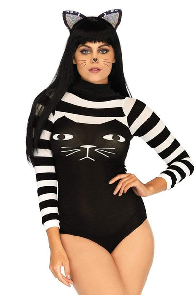 Striped Cat Costume Bodysuit. Cat Face Teddy for Halloween