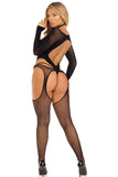 Fishnet halter bodystocking and layered cut-out teddy