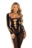 Seamless opaque cut-out footless bodystocking