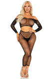 Iridescent Spark – Fishnet Rhinestone Crop Top & Footless Tights Lingerie Set