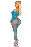 Iridescent Spark – Fishnet Rhinestone Crop Top & Footless Tights Lingerie Set