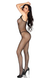 Scalloped Trimmed Crotchless Fishnet Lingerie Jumpsuit