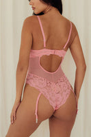 Lace Bodysuit with Attached Garters