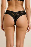Stretch Comfort & Sleek Fit Elastic Band Floral Lace Thong