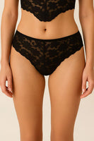 Stretch Comfort & Sleek Fit Elastic Band Floral Lace Thong