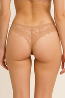 Stretch Comfort & Sleek Fit Elastic Band Floral Lace Thong