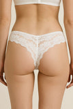 Stretch Comfort & Sleek Fit Elastic Band Floral Lace Thong