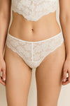 Stretch Comfort & Sleek Fit Elastic Band Floral Lace Thong