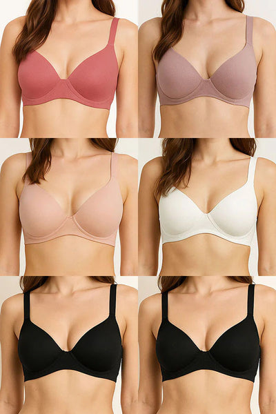 Adjustable Straps & Four Hook Closure Wire Free B C D DD Cup Bra