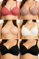 Adjustable Straps & Four Hook Closure Wire Free B C D DD Cup Bra