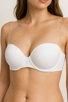 Comfortable Fit Clear Back Strap Push Up Demi Bra