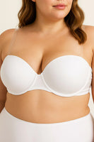 Plus Size Comfortable Fit Clear Back Strap Push Up Bra