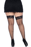 Amy Fishnet Thigh High Stockings with Silicone Lace Top