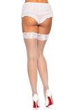 Amy Fishnet Thigh High Stockings with Silicone Lace Top