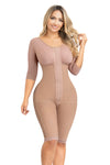 Full Body Shaper for Women with Built-In Bra – Long Sleeve & Long Leg Compression Garment with 3-Row Hook Front, Crotch Zipper & Hourglass Fit