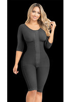 Full Body Shaper for Women with Built-In Bra – Long Sleeve & Long Leg Compression Garment with 3-Row Hook Front, Crotch Zipper & Hourglass Fit
