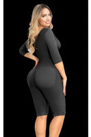 Full Body Shaper for Women with Built-In Bra – Long Sleeve & Long Leg Compression Garment with 3-Row Hook Front, Crotch Zipper & Hourglass Fit