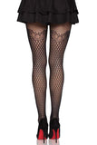 Gilded Grid Net Tights with Bow Lace Top