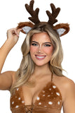 Furry Fawn Horn Headband for Women, Deer Costume Accessory with Plush Faux Fur Ears, Dimensional Antlers & Woodland-Inspired Design