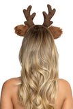 Furry Fawn Horn Headband for Women, Deer Costume Accessory with Plush Faux Fur Ears, Dimensional Antlers & Woodland-Inspired Design