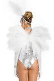 Showgirl Costume Kit for Women, 3-Piece Vegas-Inspired Accessory Set with Bendable Faux Ostrich Feather Wings, Beaded Neck Piece & Headpiece