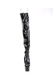Black Shiny Lace-Up Back Thigh High Boot