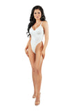 Liquid Halter Wet-Look Pull-On Romper with High Leg Detail