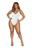 Liquid Halter Wet-Look Pull-On Romper with High Leg Detail