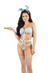 Fantasy Bunny Liquid Spandex Romper Set cage with Detail and Gold Chains Throughout