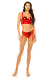 Mesh and Pleather Bra 2 Pc. Set