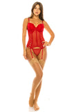 Lace Up Bustier with G-String and Garters