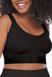 High Support Compression Bra, Front Closure Wire-Free Bra with Wide Adjustable Padded Straps